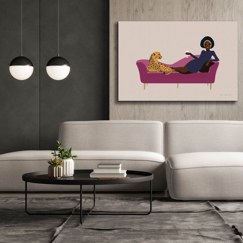 «Wild Lounge I Pink Couch» par Omar Escalante, art mural sur toile, H 40 po x l 60 po x P 1,5 po