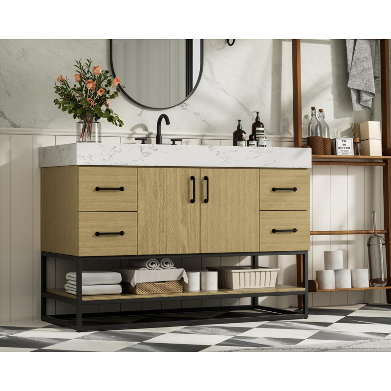 Meuble-lavabo simple 48 po, Brun miel