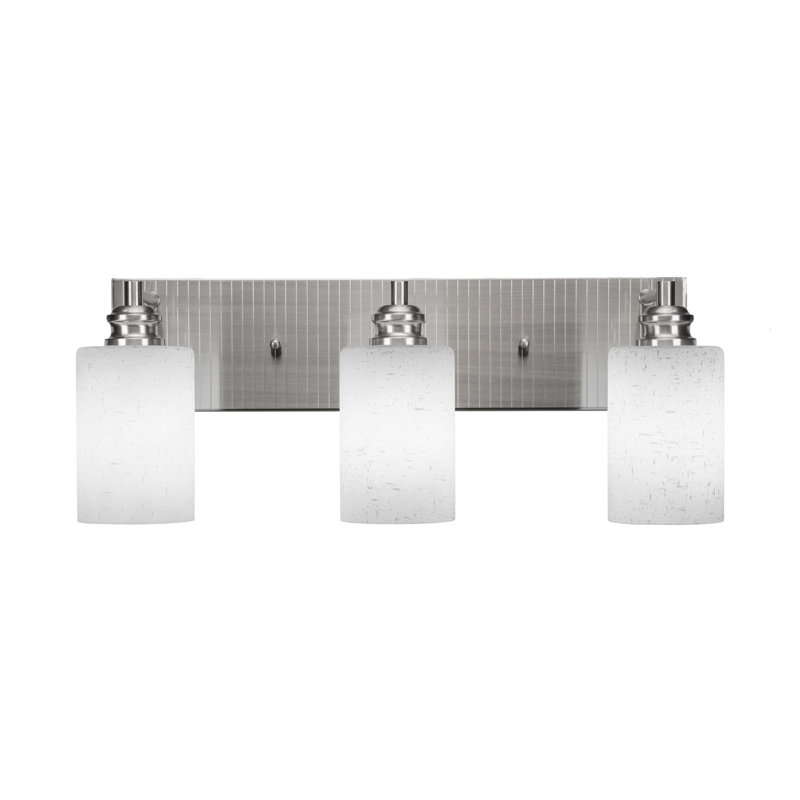Barre d'éclairage de salle de bain 3 lumières Edge avec finition nickel brossé et verre mousseline blanc 4 po