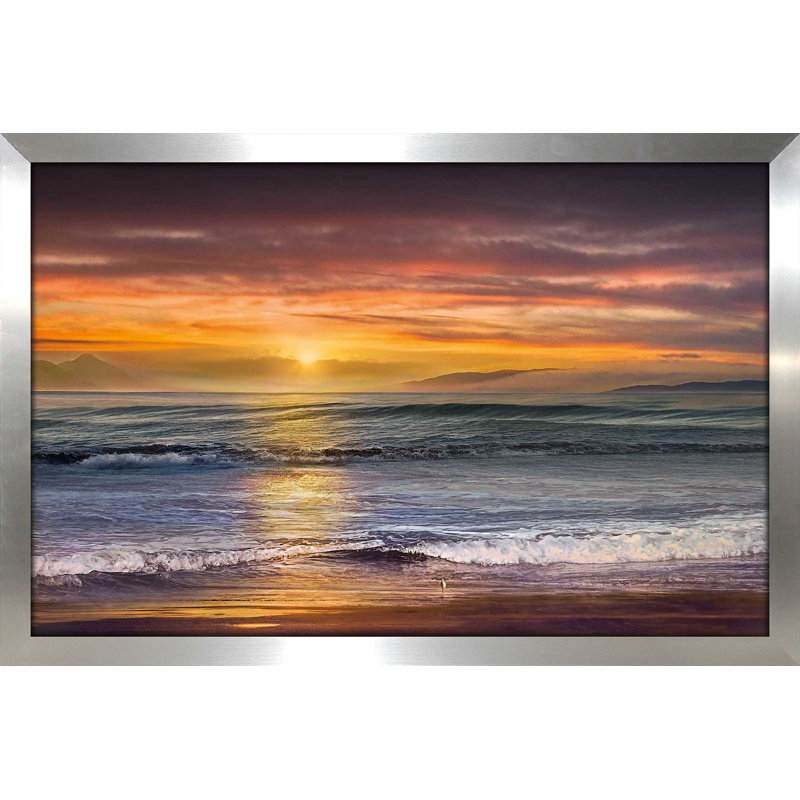 «Sundown Descanso Beach», reproduction d'impression encadrée, H 21,5 po x l 27,5 po x P 0,75 po, Encadrement argenté