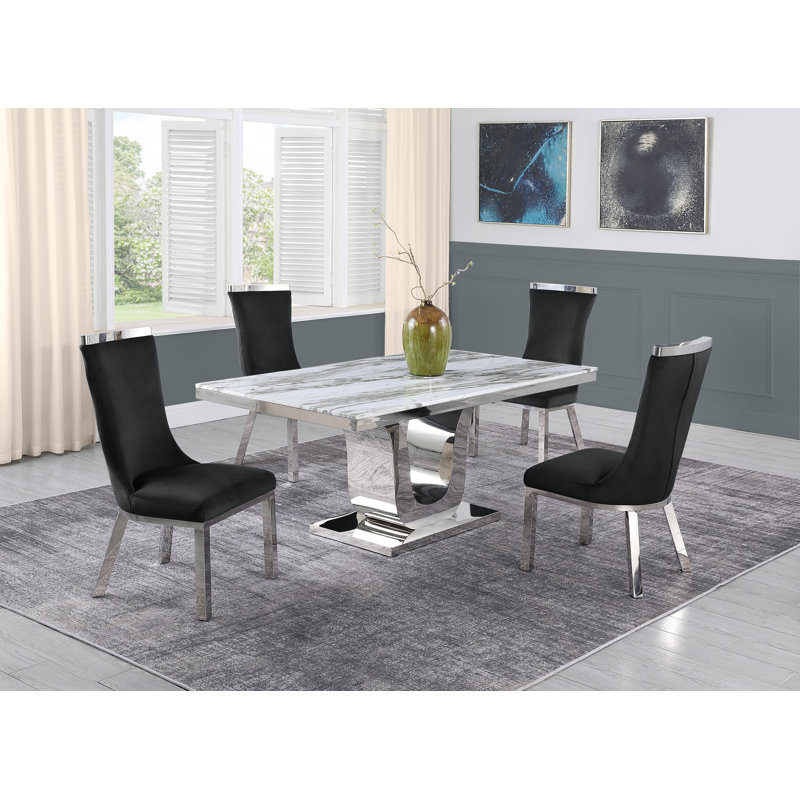 Ensemble repas pour 4 personnes Cayley, Noir, 5 morceaux