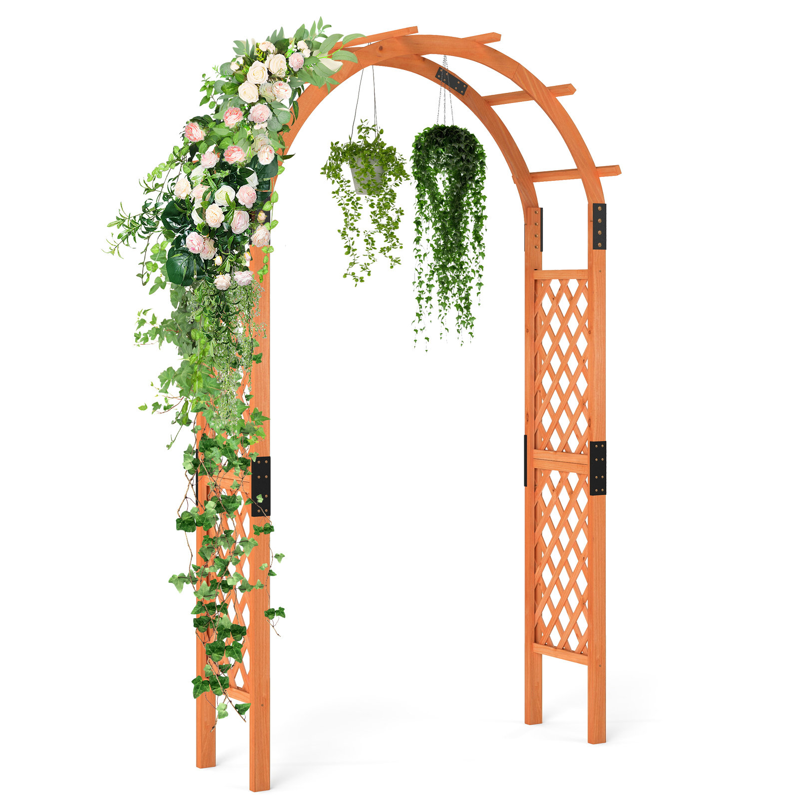 Topbuy 7.7 FT Wooden Garden Arbor Trellis Solid Wood Trellis for Climbing  Plants | Wayfair
