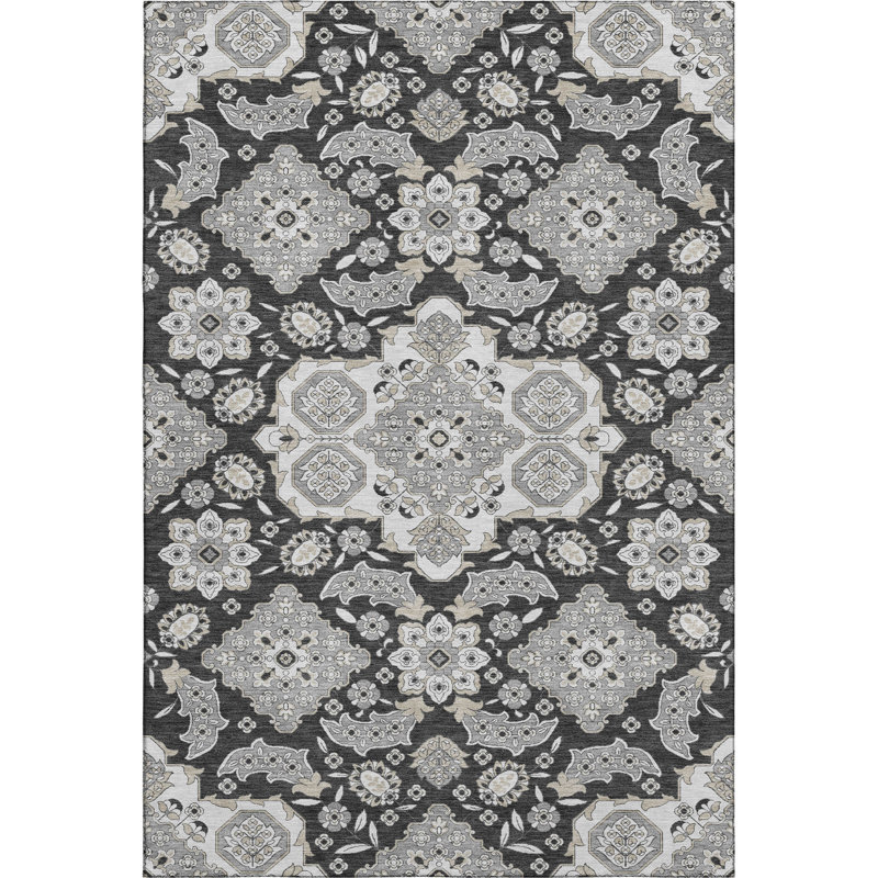 Premium Machine Washable Crestover AMF1853 Global Rug, Rectangle 10' x 14'