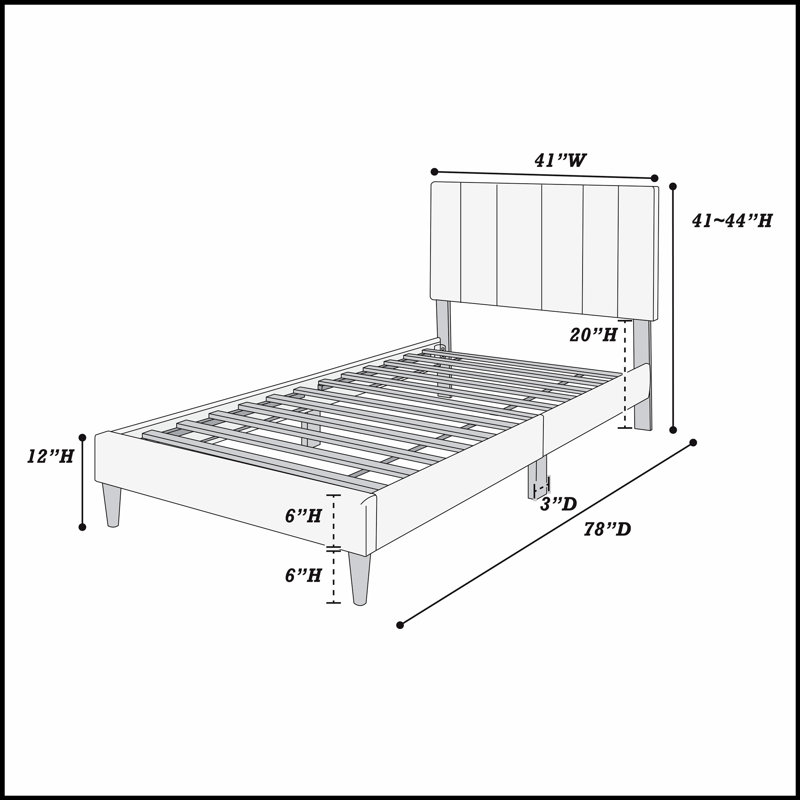 Luxurious Bed with Adjustable Headboard and Sturdy Slat Support, Perfect for Comfort and Style in Any Bedroom., Charcoal
