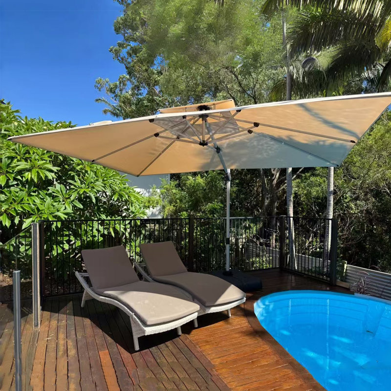 Parasol rectangulaire en porte-à-faux 10 pi x 12 pi Gardette, Beige, 10 pi x 12 po