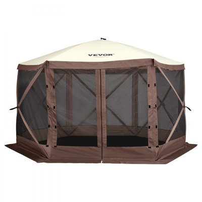 Pop Up Gazebo Tent, Pop-Up Screen Tent 6 Sided Canopy Sun Shelter with 6 Removable Privacy Wind Cloths & Mesh Windows, 10x10FT Quick Set Screen Tent with Mosquito Netting,
