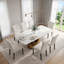 Ensemble de table de salle à manger rectangulaire en pierre frittée de 78 pouces avec 6 chaises rembourrées beiges-1958634662-1958634663