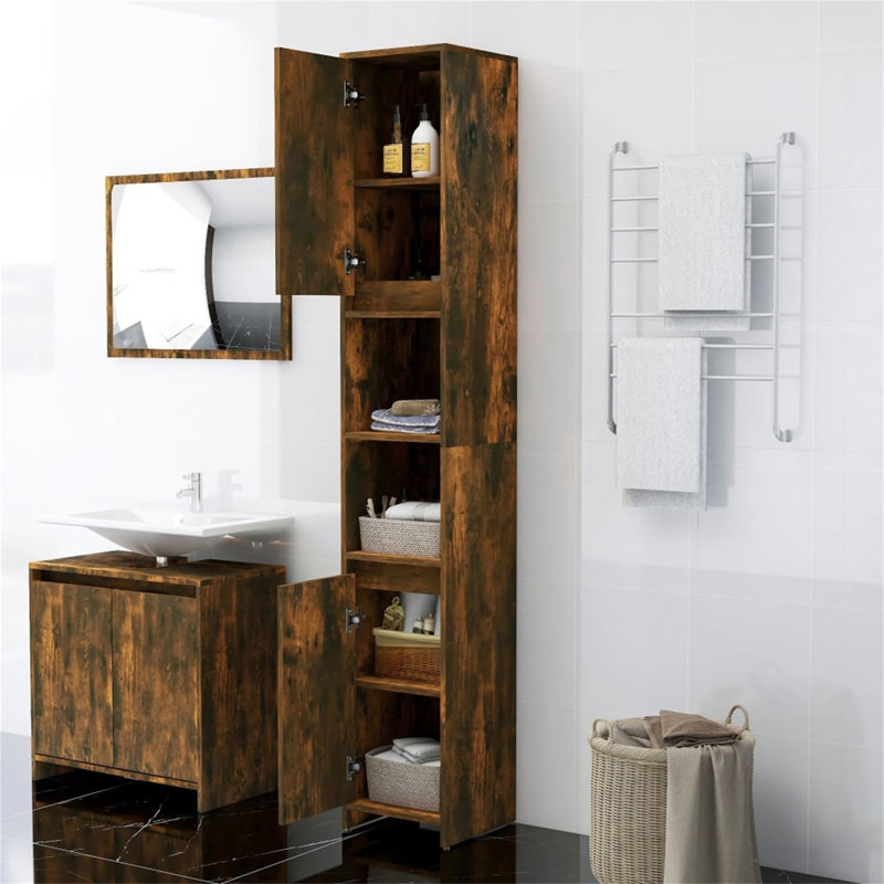 Beamond Freestanding Linen Cabinet, Light Brown