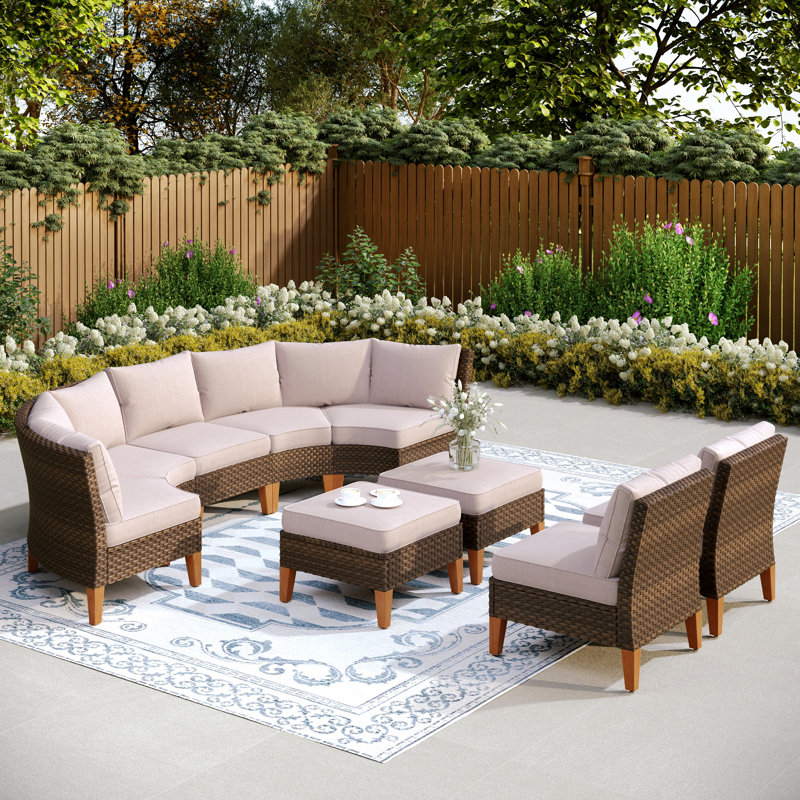 Ensemble de conversation modulaire avec coussins Argyri, Beige