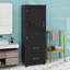 Grande armoire de rangement autoportante avec deux tiroirs, tablette réglable et peint-1868388049