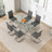 Daarina Modern Dining Table Set, Large Rectangular Glass Table with Silver X-Base and Faux Leather Cantilever Chairs-57360905-6663502