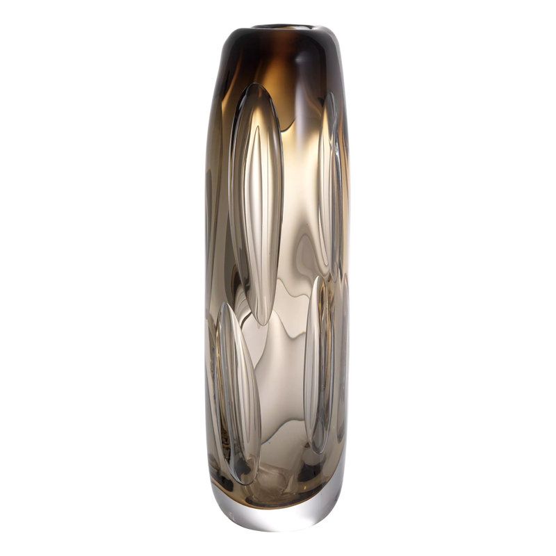 Sianni Handmade Glass Table Vase, Brown, 13" H x 6" W x 4" D