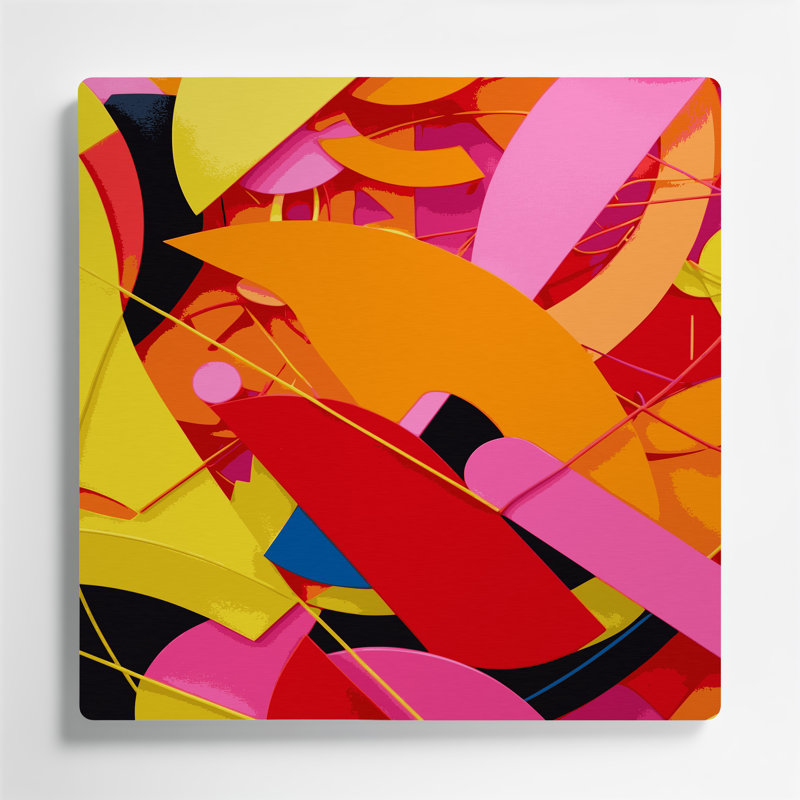 Abstrait formes 72, art mural en métal rose, H 32 po x l 32 po