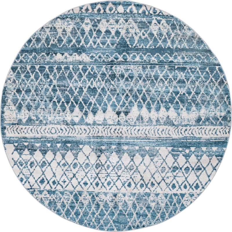 Geometric Indoor Rug, Round 7'1"