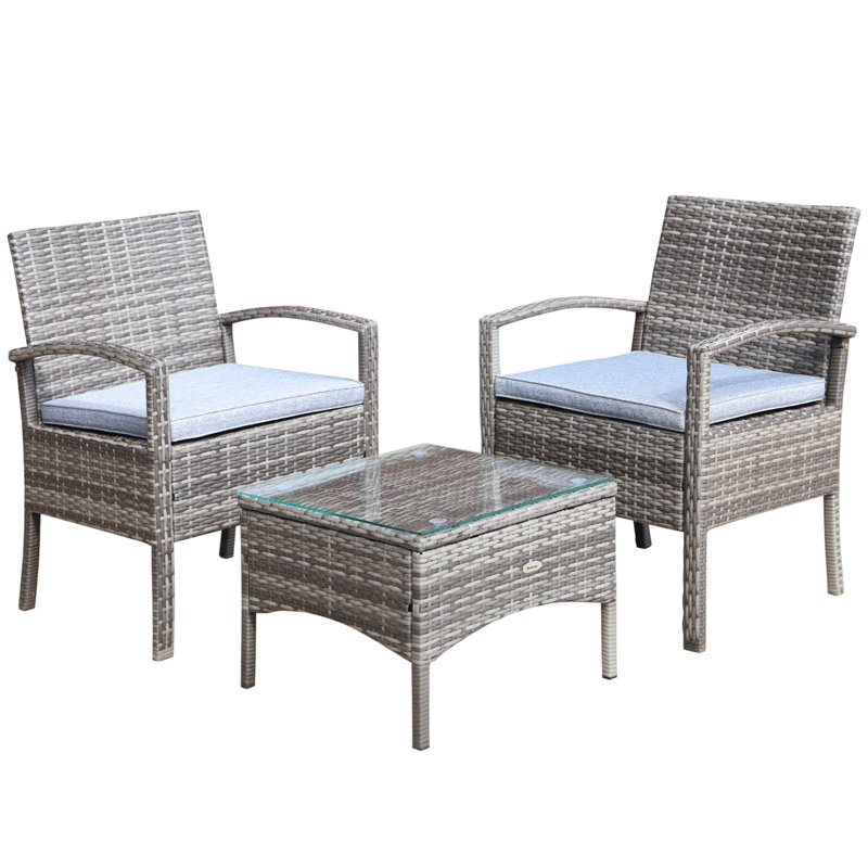 Ensemble de chaises de jardin et de table en rotin 3 pièces Red Barrel Studio®