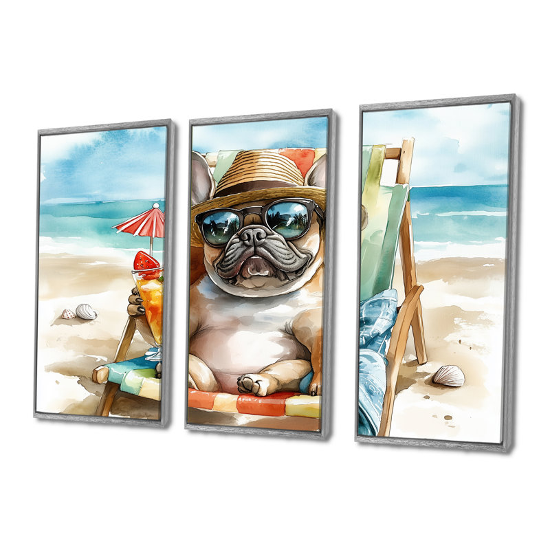 Sauve - ensemble d'art mural animaux côtiers, H 28 po x l 36 po x P 1 po, Toile argentée avec cadre flottant