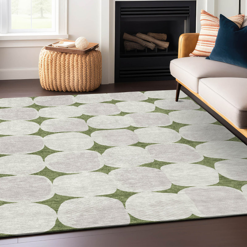 Tapis intérieur / extérieur en polyester tissé à la machine à motif abstrait de couleur mâle Greenk