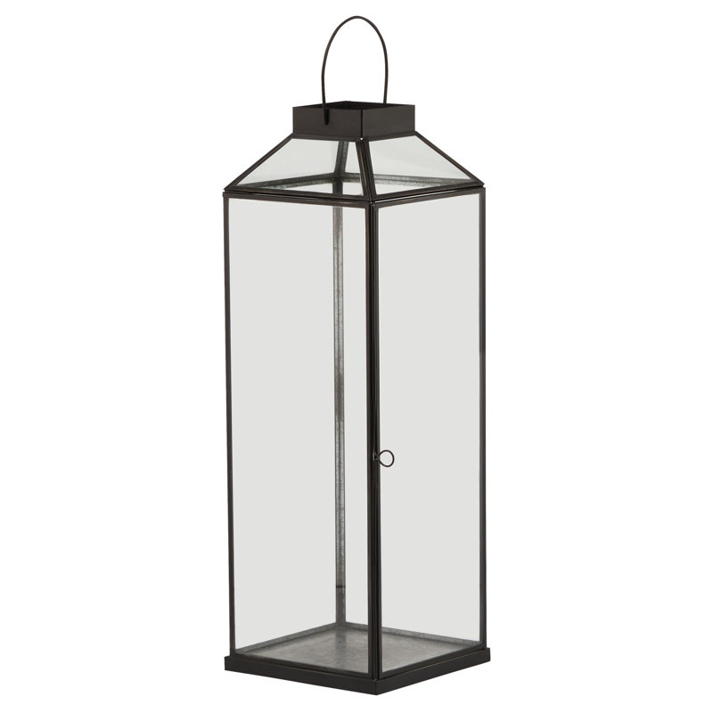Glass Tabletop Lantern, 51cm H x 17cm W x 17cm D, Black