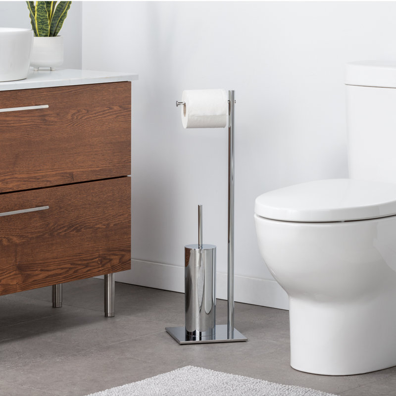 Porte-papier hygiénique sur pied en acier chromé 28 "avec brosse Pardeesville