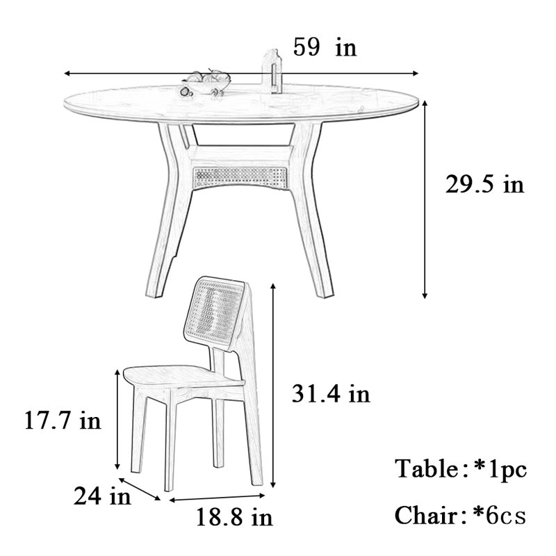 Table d'appoint simple et petit appartement, H 29,5 po x L 59 po x l 59 po
