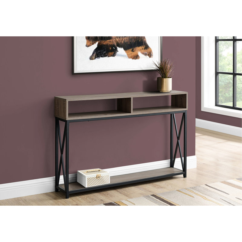 Console taupe pour présentation - Support en métal noir, élément décoratif pour chambre à coucher, ambiance taupe, amélioration