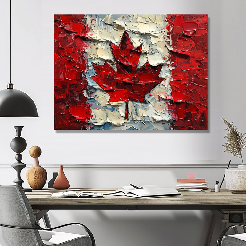Drapeau du Canada II - Décoration murale drapeau, H 16 po x l 32 po x P 1 po, Métal métal