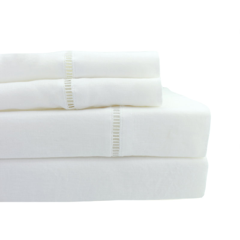 Briar 100% Linen Sheet Set, California King, White