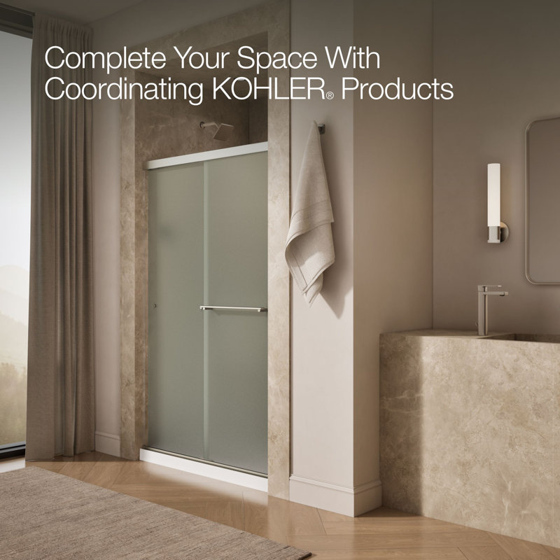 Revelsliding Shower Door, 76-In H X 44-5/8 - 47-5/8-In W, With 5/16-In Thick Frosted Glass