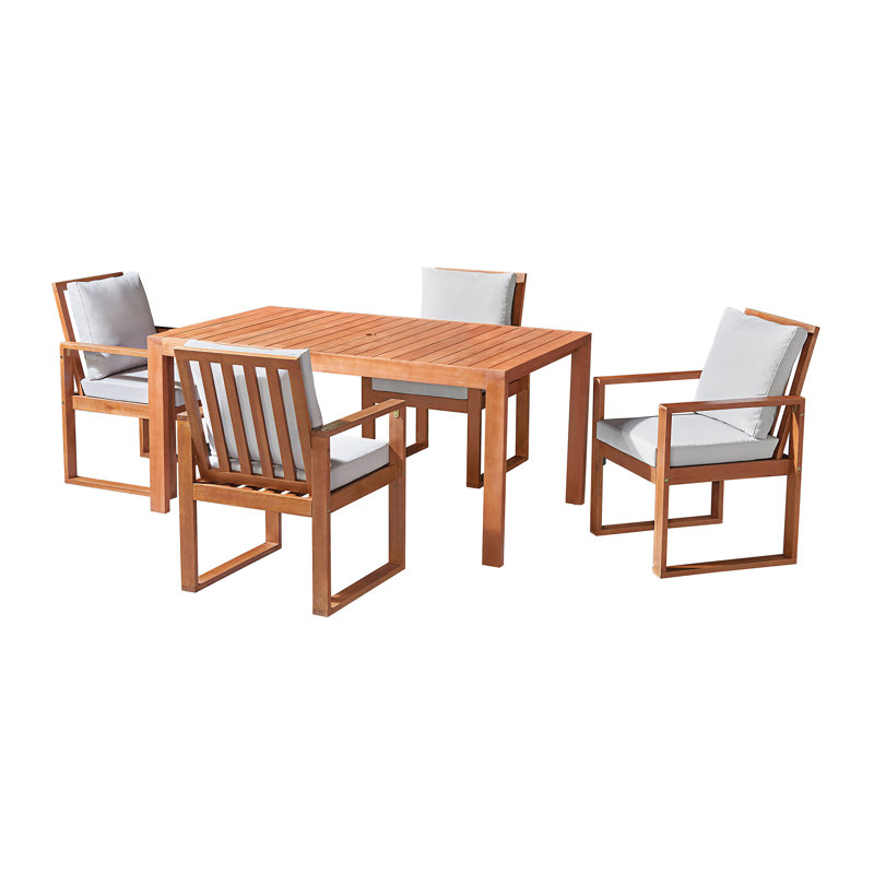 6 Piece Set, Weston Table with 4 Chairs, 10-Foot Rectangular Umbrella Turquoise, Navy, 4