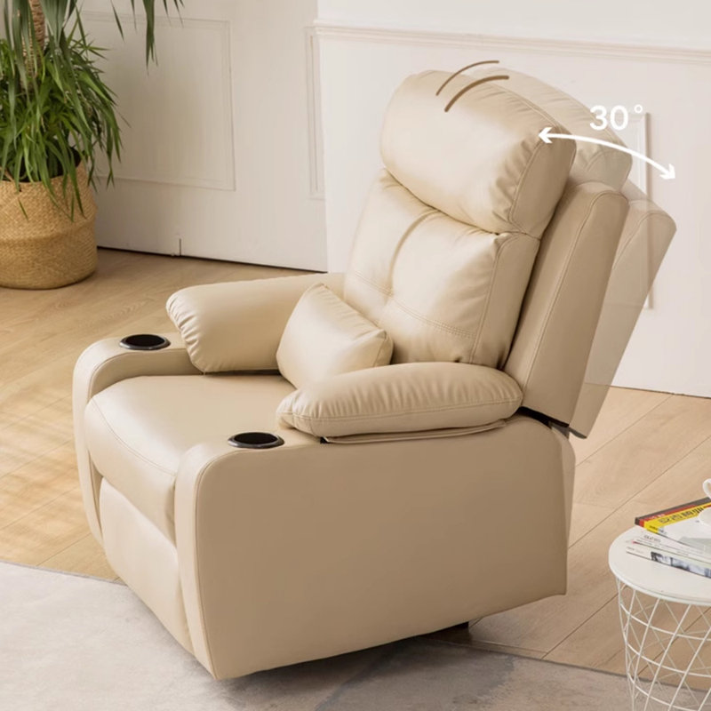 Fauteuil inclinable multifonctionnel avec porte-gobelet Comfy, Similicuir crème