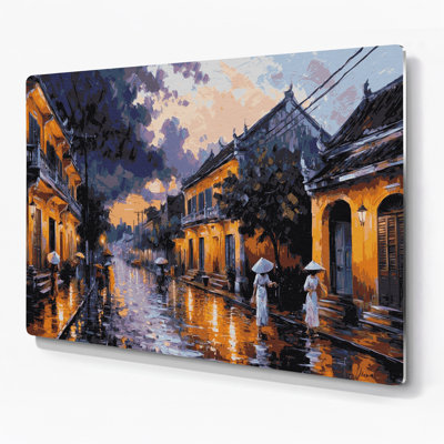 Cities Hanoi Vietnam Purple Metal Wall Art