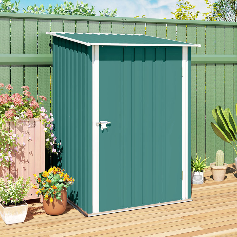 Outsunny 3.3 x 3.4 ft Lean to Garden Shed Metal, Green