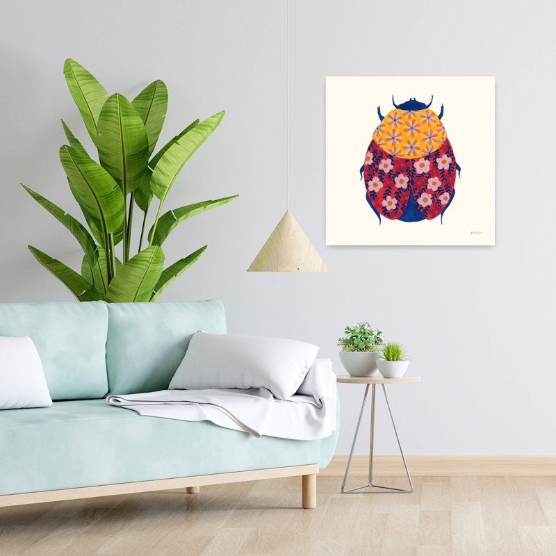 Coccinelle en fleurs III, H 24 po x l 24 po