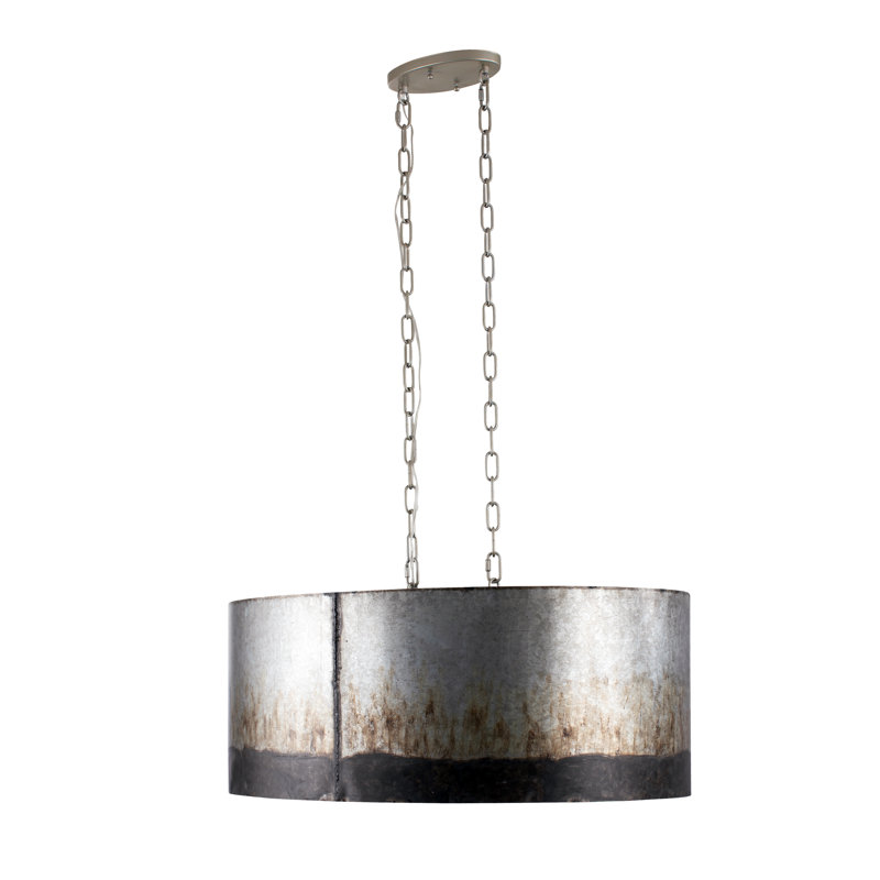Luminaire suspendu ovale / linéaire 6 lumières Cannery, Silver, Ombre Galvanized