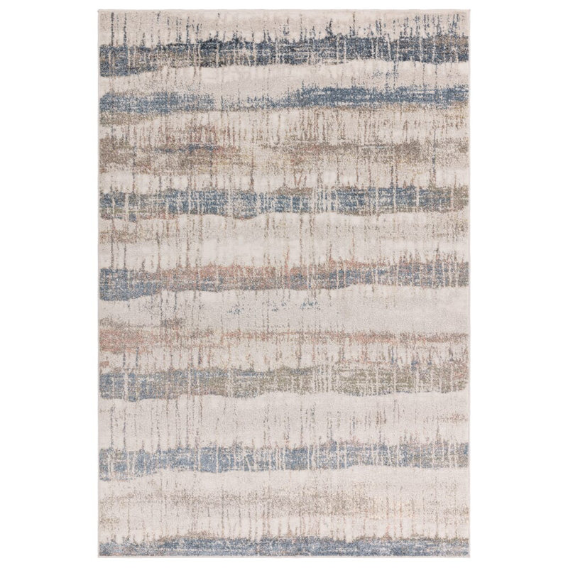 Delanor Abstract Ivory/Blue/Beige/Rust Area Rug, Rectangle 120 x 160 cm