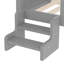 Lit plateforme gris gris avec escalier bas, fenêtre, bibliothèque, tableau noir et toit en étoile, fonctionnalité durable, pas de sommier en bois massif facile à assembler,