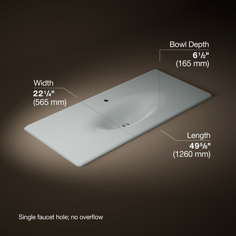 Iron Impressions® 50" Single Bathroom Vanity Top, Single, Ice Grey