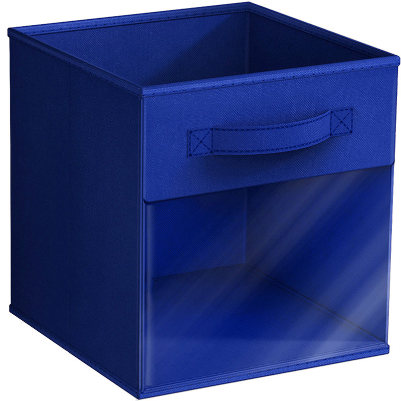 Sorbus 11" Storage Bin with Clear Window and Handles – 1-Piece Foldable Fabric Organizers, Royal Blue, Royal Blue