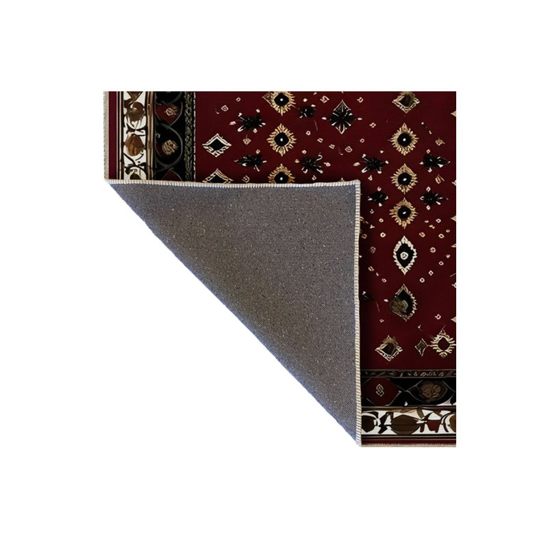 Tapis décoratif rétro bourgogne, Rectangle 3 pi 3 po x 4 pi 11 po