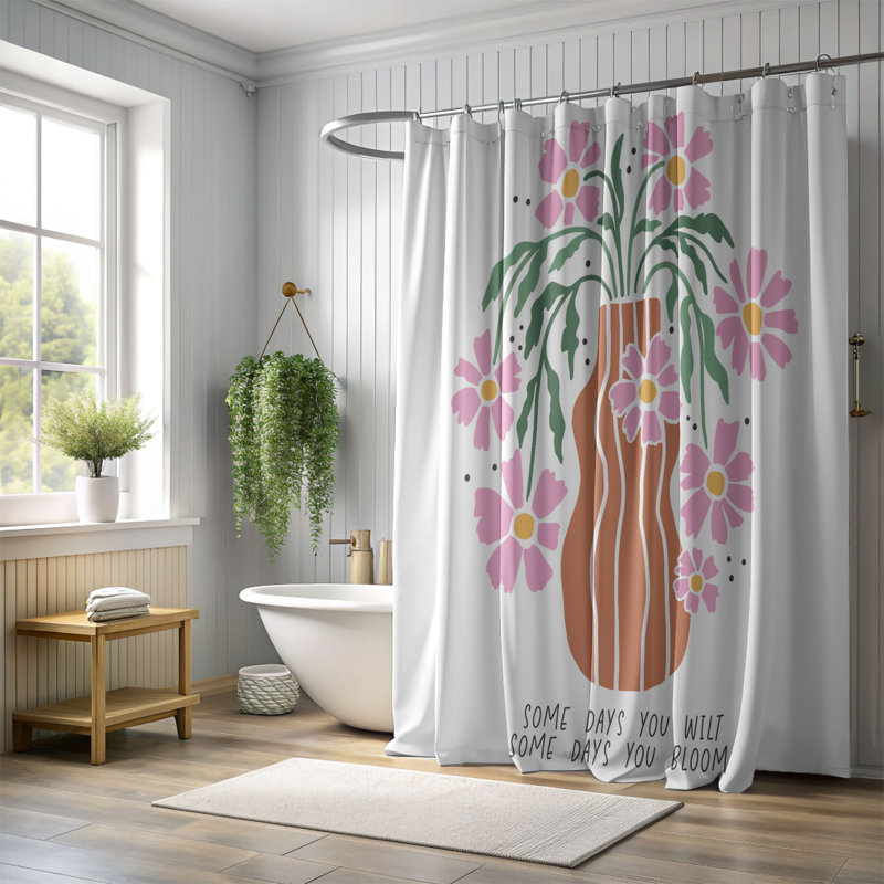 Rideau de douche 1 pièce Petal Flow, H 74 po x l 40 po