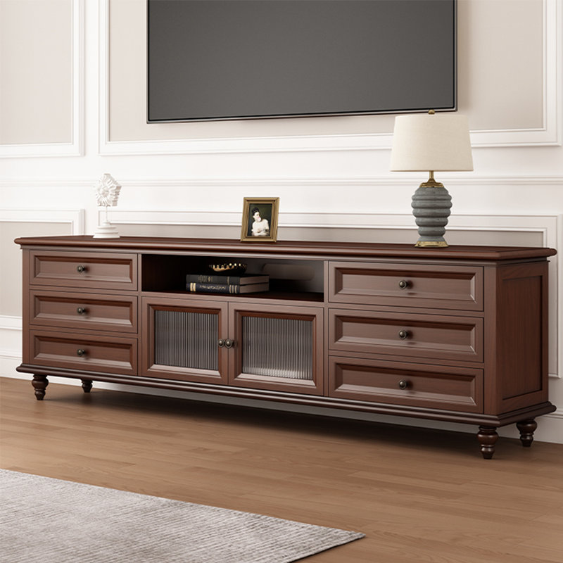 Meuble télé avec poignées rétro Vintage, Marron clair, 78.74"
