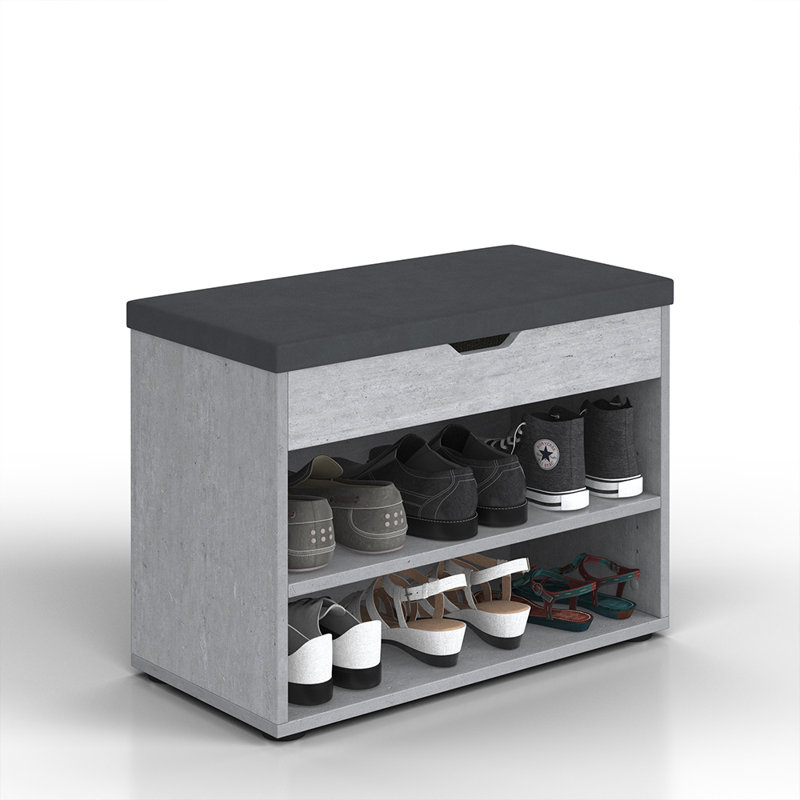 Viroqua Upholstered Storage Bench, Concrete, Anthracite