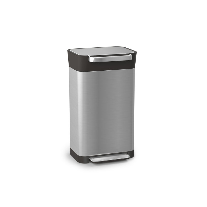 Titan Trash Compactor with Integrated Odor Control, Stainless Steel/Black, 23 Gallon