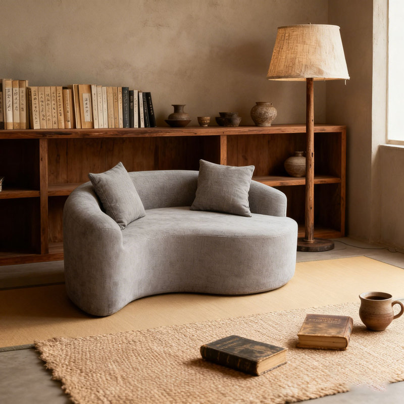 Canapé modulaire en chenille Boneless, Gris clair