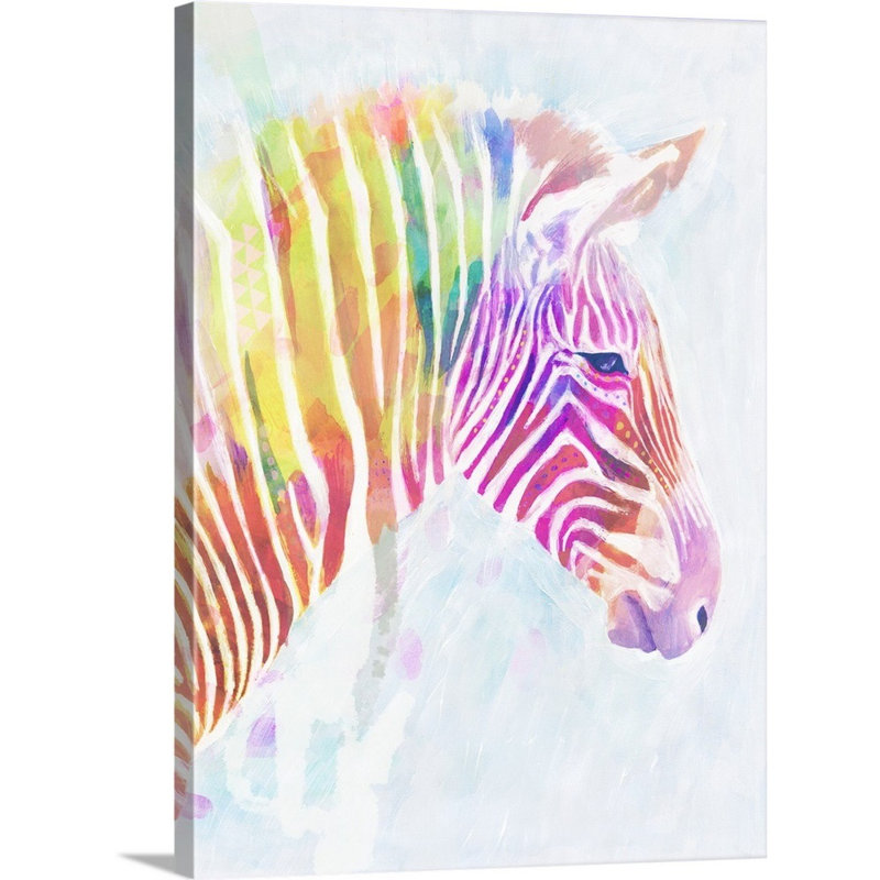Zèbree fluorescente ii art Sharpton, Toile tendue, H 16 po x l 12 po x P 1,25 po