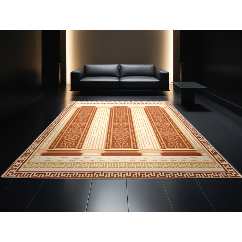 Tapis oriental moelleux et moelleux à motif oriental Parthénon beige, 7 x 10