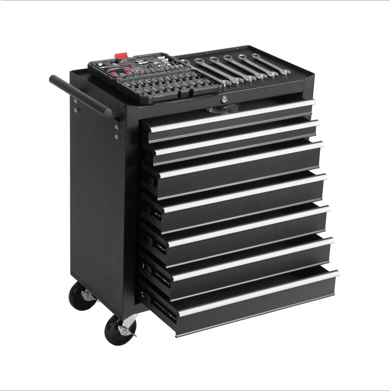 Coffre à outils roulant avec boîte à outils à 7 tiroirs avec roues Armoire de rangement multifonctionnelle pour outils, garage, entrepôt, atelier