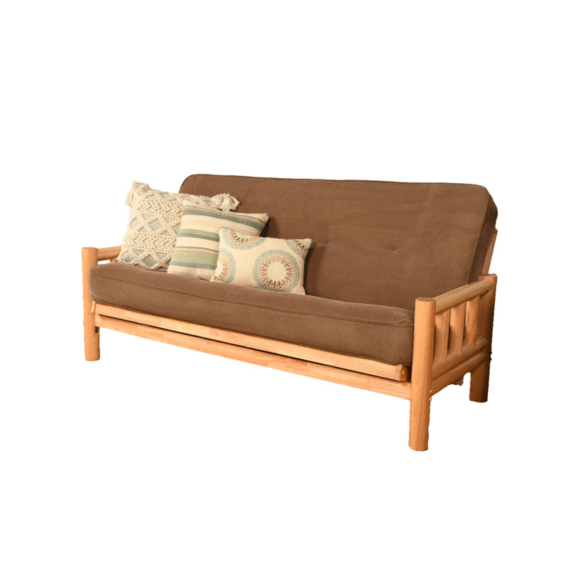 Futon double en coton avec matelas Anders, Microsuède Marmont Mocha, Naturel