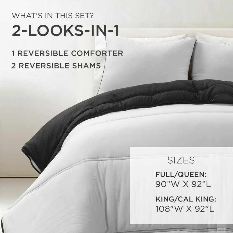 Oslo Soft Reversible Quilted Comforter Set, Silver, Queen Comforter + 2 Standard Shams