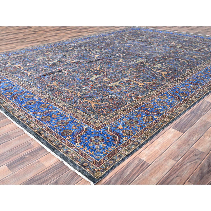 Tomiya One-of-a-Kind 9'7" X 13'9" New Age Wool Area Rug Blue
